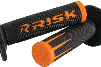 Risk Racing Fusion 2.0 Motorcycle Grips Green - Orange - Offroad Collection