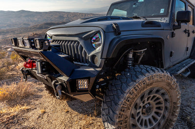 Go Rhino 07-20 Jeep Wrangler JL/JLU/JK/JKU/Gladiator JT Trailline Front Stubby Bumper - Bumpers Grilles & Guards