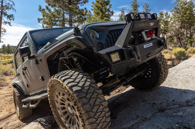 Go Rhino 07-20 Jeep Wrangler JL/JLU/JK/JKU/Gladiator JT Trailline Front Stubby Bumper - Bumpers Grilles & Guards