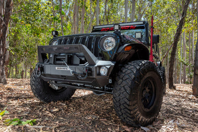 Go Rhino 07-20 Jeep Wrangler JL/JLU/JK/JKU/Gladiator JT Trailline Front Stubby Bumper - Bumpers Grilles & Guards