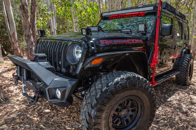 Go Rhino 07-20 Jeep Wrangler JL/JLU/JK/JKU/Gladiator JT Trailline Front Stubby Bumper - Bumpers Grilles & Guards