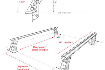Go Rhino 20-22 Jeep Gladiator JT/16-22 Toy. Tacoma/05-21 Nssn Frontier XRS Cross Bars Kit - Tex. Blk - Truck Bed