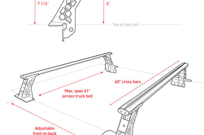 Go Rhino 20-22 Jeep Gladiator JT/16-22 Toy. Tacoma/05-21 Nssn Frontier XRS Cross Bars Kit - Tex. Blk - Truck Bed