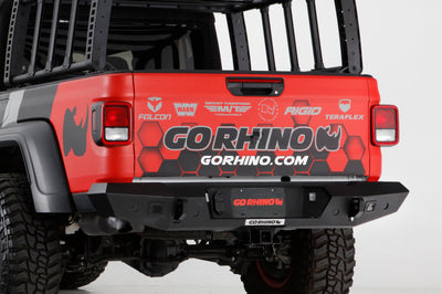 Go Rhino 20-22 Jeep Gladiator JT Trailine Rear Full Width Bumper - Tex. Blk - Bumpers Grilles & Guards