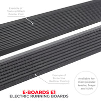 Go Rhino 20-23 Jeep Gladiator 4dr E-BOARD E1 Electric Running Board Kit (Cut/Drill Req.) - Tex. Blk - Nerf Bars & Boards