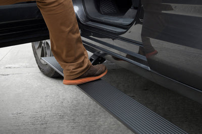 Go Rhino 22-23 Toyota Tundra CrewMax Cab 4dr E-BOARD E1 Electric Running Board Kit - Bedliner Coatng - Nerf Bars &