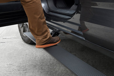 Go Rhino 22-23 Toyota Tundra CrewMax Cab 4dr E-BOARD E1 Electric Running Board Kit - Bedliner Coatng - Nerf Bars &