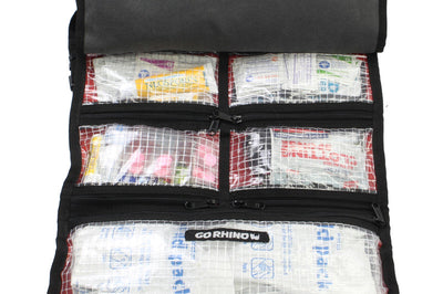 Go Rhino XVenture Gear First Aid Roll - Large (5x5in. Closed) 12oz Waxed Canvas - Black - Roofs & Roof Accessories