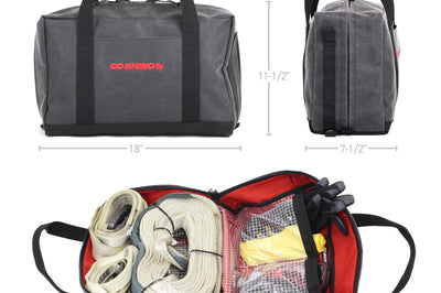 Go Rhino XVenture Gear Recovery Bag (7.5x11.5x18in. Closed) 12oz Waxed Canvas - Black - Roofs & Roof Accessories