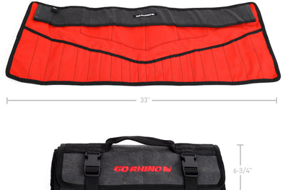 Go Rhino XVenture Gear Tool Roll - Small (4x4in. Closed) 12oz Waxed Canvas - Black - Roofs & Roof Accessories