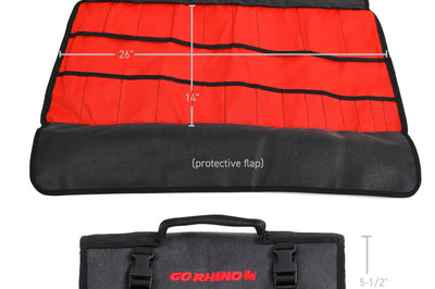 Go Rhino XVenture Gear Tool Wrench Roll - Large (4x4in. Closed) 12oz Waxed Canvas - Black - Roofs & Roof Accessories