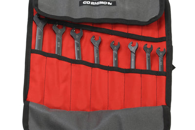 Go Rhino XVenture Gear Tool Wrench Roll - Small (3.5x3.5in. Closed) 12oz Waxed Canvas - Black - Roofs & Roof Accessories