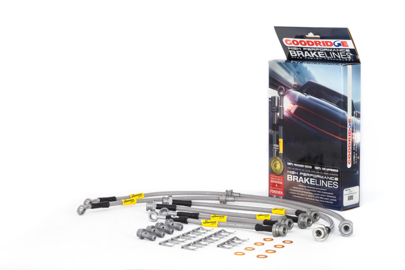 Goodridge 13-15 Nissan Sentra w/ Rear Disc Brakes SS Brake Line Kit - Rotors & Pads