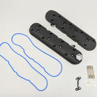 Granatelli Motor Sports 96-22 GM LS Standard Hieght Valve Cover w/Angled Coil Mount - Blk Wrinkle (Pair) - Engine