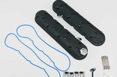 Granatelli Motor Sports 96 22 GM LS Tall Valve Cover w/Angled Coil Mounts Black Wrinkle (Pair) Engine Components