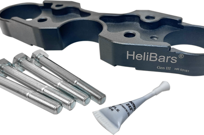 Helibars Handlebar Risers Silver W/ram Ball Tri - Black - Street Collection