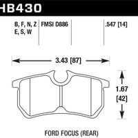 Hawk Performance 00-07 Ford Focus DTC30 Rear Race Brake Pads - Brakes Rotors &