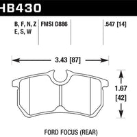 Hawk Performance 00-07 Ford Focus DTC30 Rear Race Brake Pads - Brakes Rotors &