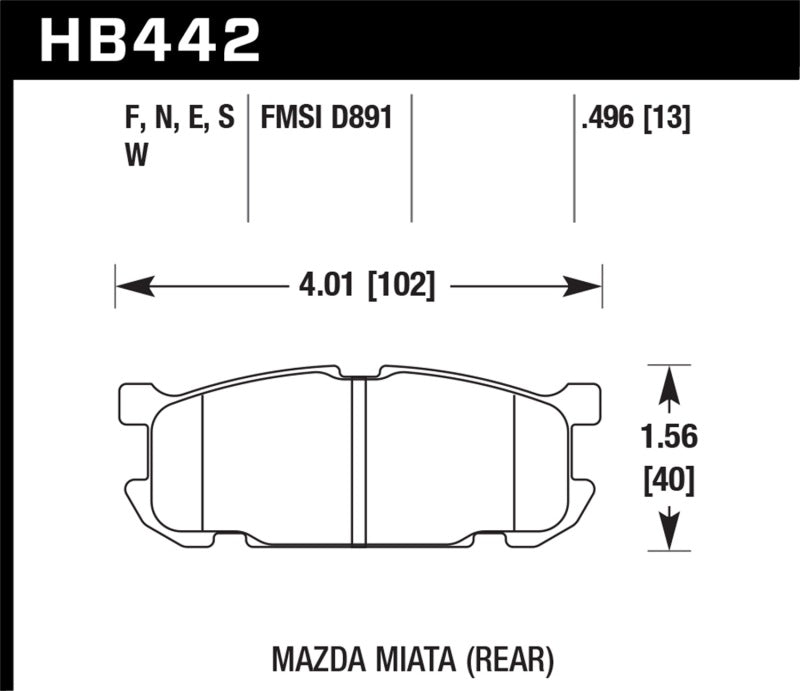 Hawk Performance 01-03 Mazda Miata Base/LS/SE Sport Suspension DTC-60 Rear Race Brake Pads - Brakes Rotors &