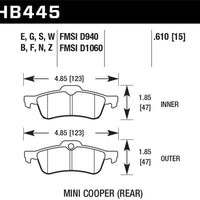 Hawk Performance 02-06 Mini Cooper / S Blue Race Rear Brake Pads - Brakes Rotors &