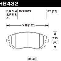 Hawk Performance 03-05 WRX / 08 / 09 Legacy 2.5i NA ONLY D929 HPS Street Front Brake Pads - Brakes Rotors &