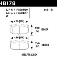 Hawk Performance 06-07 WRX / 89-96 Nissan 300ZX / 89-93 Skyline GT-R DOTC-60 Front Race Pads - Brakes Rotors &