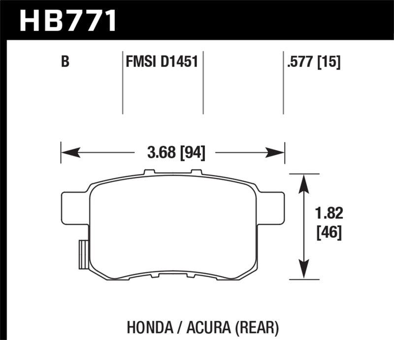 Hawk Performance 08-16 Honda Accord High Street 5.0 Rear Brake Pads - Brakes Rotors &
