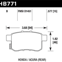 Hawk Performance 08-16 Honda Accord High Street 5.0 Rear Brake Pads - Brakes Rotors &