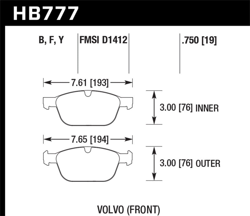 Hawk Performance 10-15 Volvo XC60 / 03-14 XC90 (w/ 328mm Rotors) HPS 5.0 Street Front Brake Pads - Brakes Rotors &