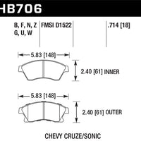 Hawk Performance 11-12 Chevy Cruze Eco/LS/1LT/2LT/LTZ / 12 Sonic LS/LT/LTZ HP Plus Front Street Brake Pads - Brakes