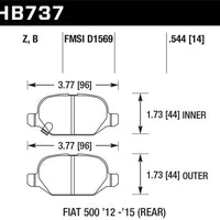 Hawk Performance 12-15 Fiat 500 Abarth Rear HPS 5.0 Brake Pads - Brakes Rotors &