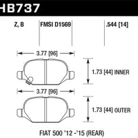 Hawk Performance 12-15 Fiat 500 Abarth Rear HPS 5.0 Brake Pads - Brakes Rotors &