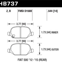 Hawk Performance 12-15 Fiat 500 Abarth Rear HPS 5.0 Brake Pads - Brakes Rotors &