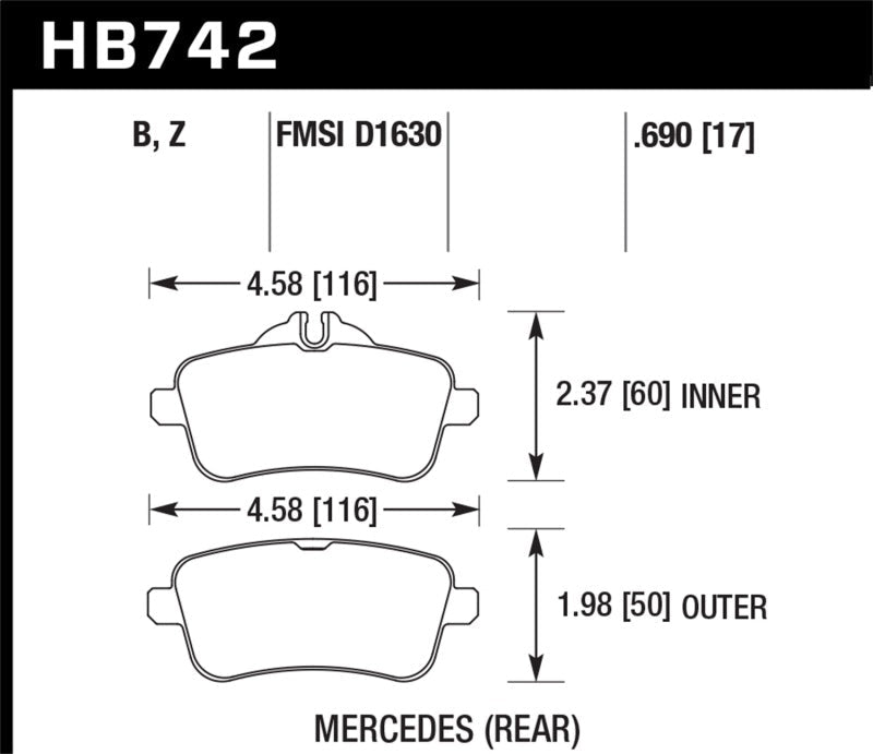 Hawk Performance 14-15 Mercedes M Class / 12-13 ML350 Ceramic Rear Brake Pads - Brakes Rotors &