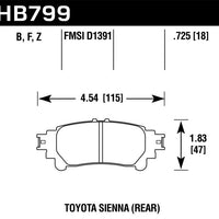 Hawk Performance 14-16 Toyota Highlander HPS Rear Brake Pads - Brakes Rotors &