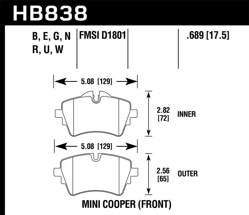 Hawk Performance 14-17 Mini Cooper S HPS 5.0 Front Brake Pads - Brakes Rotors &