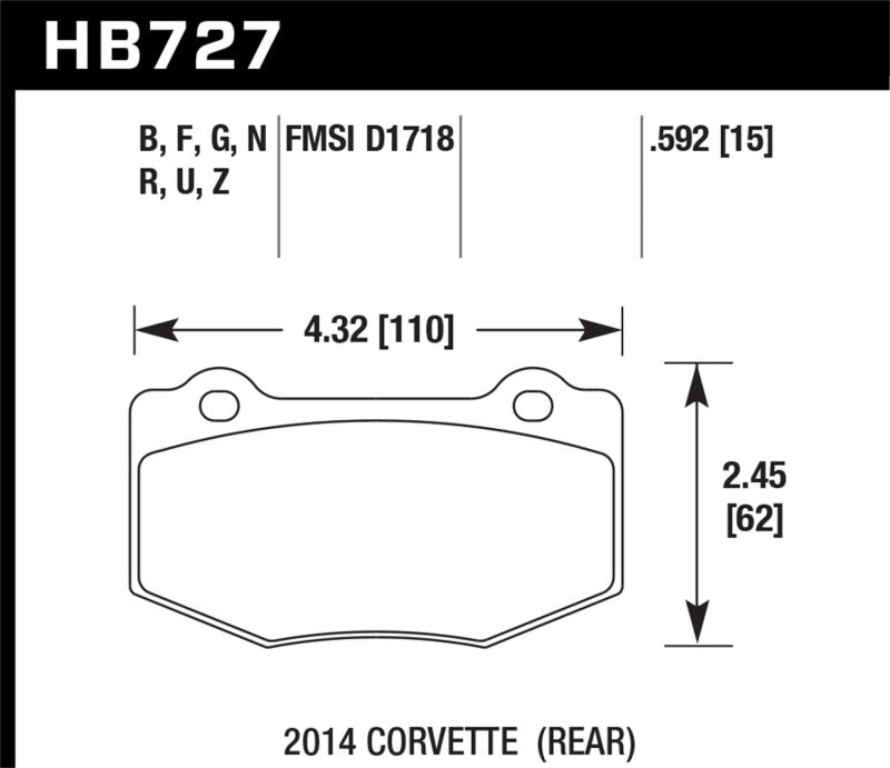 Hawk Performance 14-18 Chevrolet Corvette Rear ER-1 Brake Pad Set - Brakes Rotors & Pads