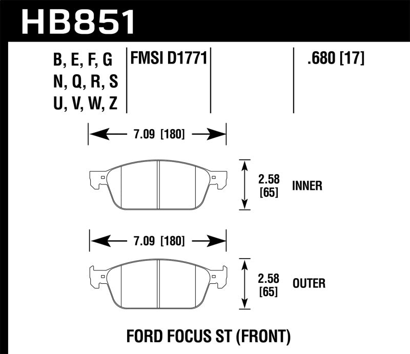 Hawk Performance 15-16 Ford Focus ST Ceramic Street Brake Pads - Brakes Rotors &