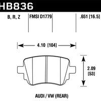 Hawk Performance 15-17 Volkswagen Golf / 15-16 GTI Ceramic Street Rear Brake Pads - Brakes Rotors &