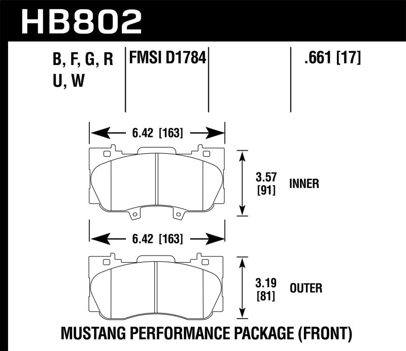 Hawk Performance 16-17 Ford Mustang HP + Street Front Brake Pads - Brakes Rotors &