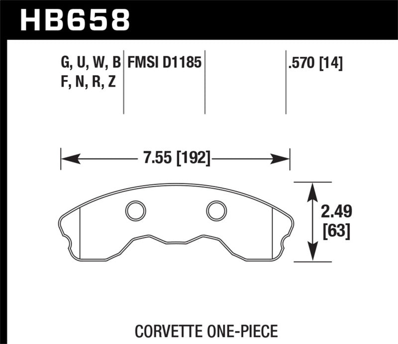 Hawk Performance 2010-2013 Chevy Corvette Grand Sport (One-Piece Pads) ER-1 Motorsports Front Brake Pads - Brakes