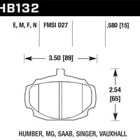 Hawk Performance 62-81 MG MGB Black Race Front Brake Pads - Brakes Rotors &