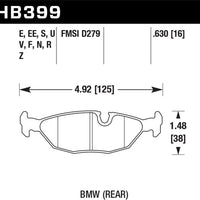 Hawk Performance 84-4/91 BMW 325 (E30)Blue 9012 Rear Race Pads (NOT FOR STREET USE) - Brakes Rotors &