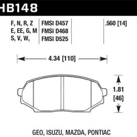Hawk Performance 90-93 Geo Storm / 90-92 Isuzu Impulse / Mazda Miata DTC-60 Front Race Brake Pad - Brakes Rotors & Pads