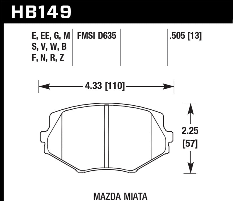 Hawk Performance 94-05 Miata (01-05 Normal Suspension) DTC-50 Race Front Brake Pads D635 - Brakes Rotors &