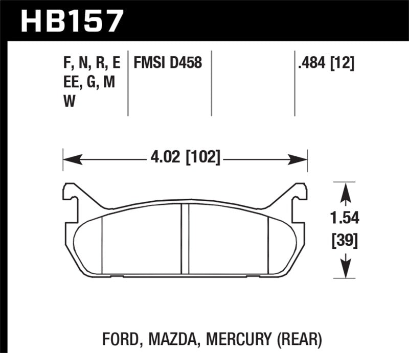 Hawk Performance 94-96 Ford Escort GT/Mercury Tracer HPS 5.0 RearBrake Pads - Brakes Rotors &