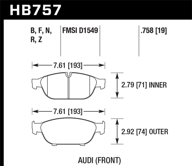 Hawk Performance Audi 2013 A5 Quattro / 12-16 A6 Quattro/A7 Quattro/A8 HPS 5.0 Front Brake Pads - Brakes Rotors &