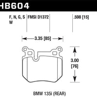 Hawk Performance BMW 135i HP + Street Rear Brake Pads - Brakes Rotors &