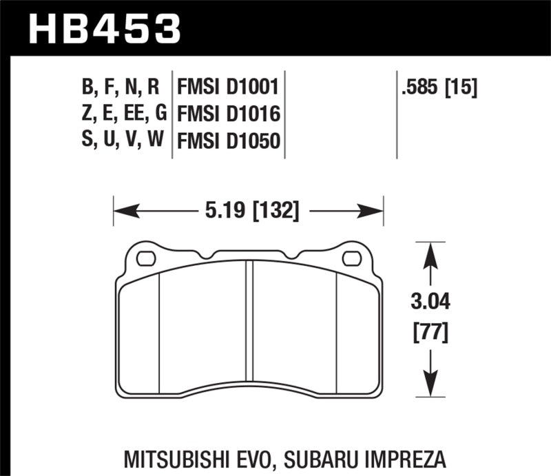 Hawk Performance DTC-80 04-15 Subaru Impreza WRX/STI 02-06/08-14 Mitsubishi Lancer Evo Front Brake Pads - Brakes Rotors