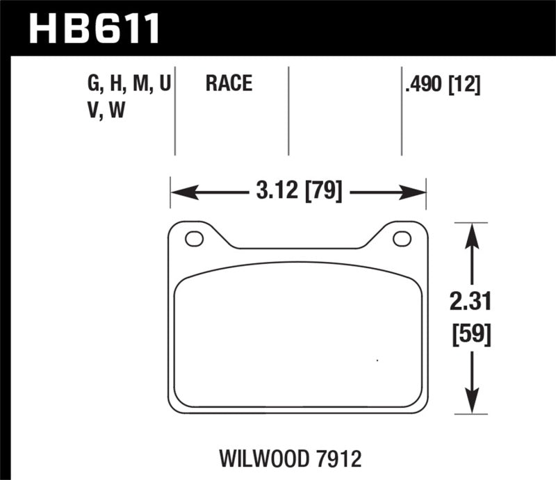 Hawk Performance Willwood 7912 DTC-60 Race Brake Pads - Brakes Rotors &